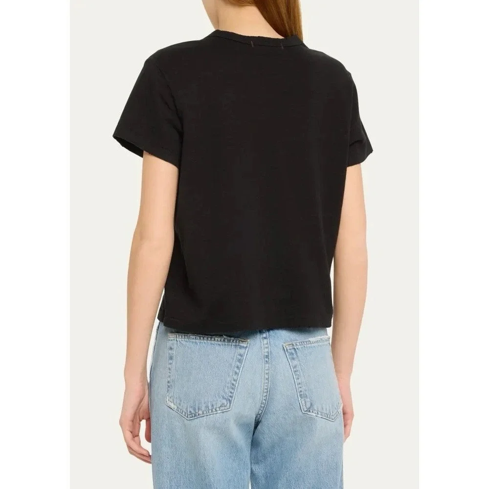 NWT AMO Love Tee Sz L Distressed Crewneck Classic Chic Momcore MSRP $108